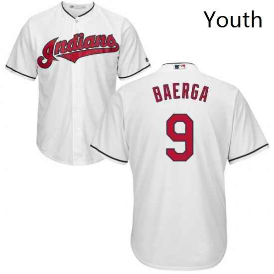 Youth Majestic Cleveland Indians 9 Carlos Baerga Authentic White Home Cool Base MLB Jersey